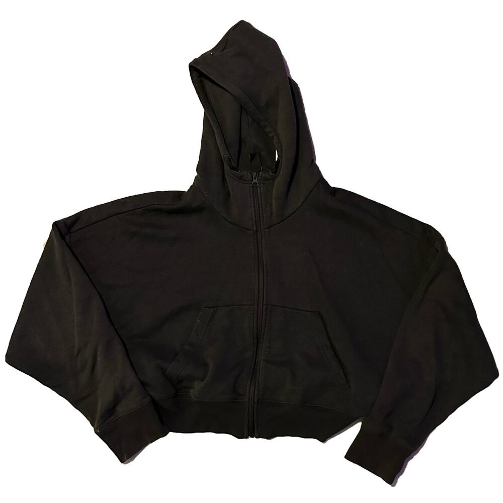 Adidas Grey Cropped Zip Up Hoodie Women’s Small Hooded Sweatshirt Athletic Jack